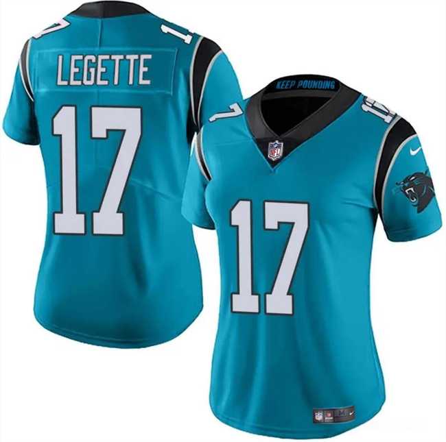 Women%27s Carolina Panthers #17 Xavier Legette Blue 2024 Draft Vapor Stitched Jersey Dzhi